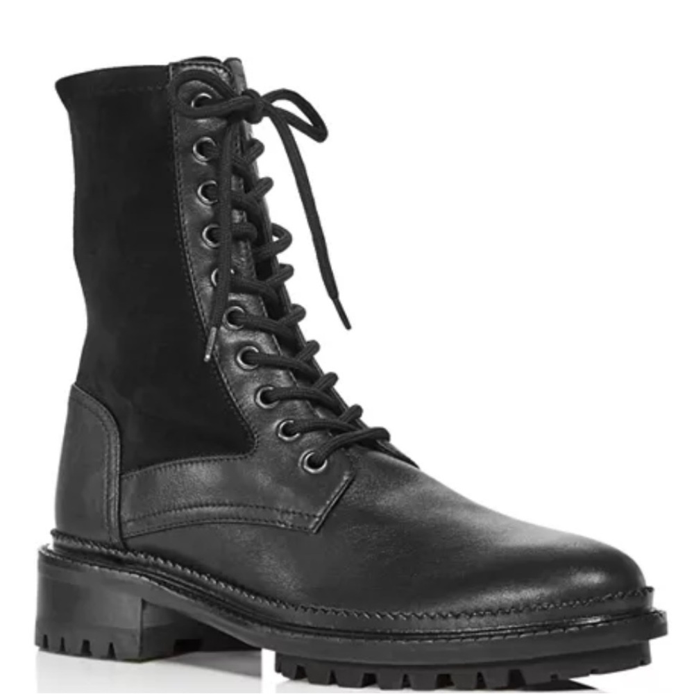 Aquatalia Women's Black Orianna Weatherproof combat Boots Size 9.5
